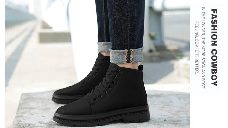 Men Boots Elevator Shoes Hidden Heels Canvas Heightening Shoes For Man Hidden Heels Increase Insole 10CM 8CM Sports Height Shoes