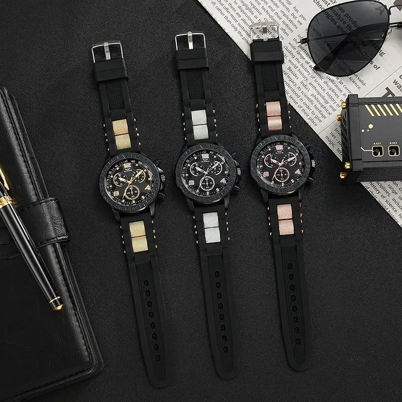 Men Fashion Sports Rubber Strap Quartz Watch Big Dial Watches Men&