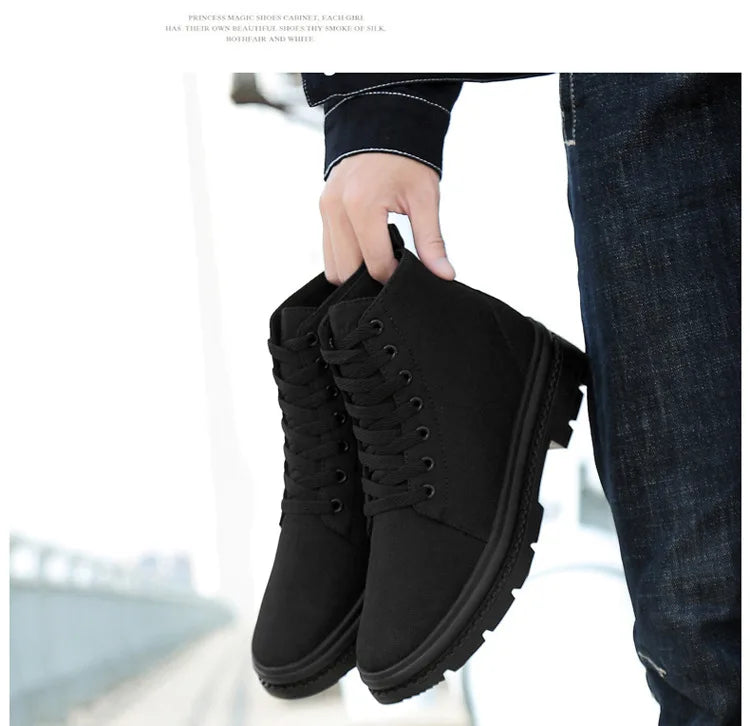Men Boots Elevator Shoes Hidden Heels Canvas Heightening Shoes For Man Hidden Heels Increase Insole 10CM 8CM Sports Height Shoes