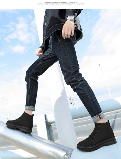Men Boots Elevator Shoes Hidden Heels Canvas Heightening Shoes For Man Hidden Heels Increase Insole 10CM 8CM Sports Height Shoes