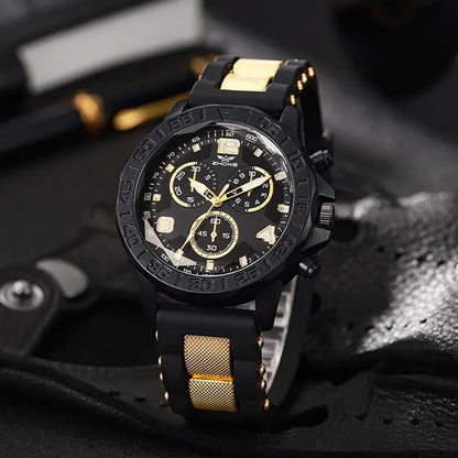 Men Fashion Sports Rubber Strap Quartz Watch Big Dial Watches Men&