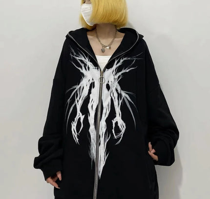 Unisex Zip  Grunge Hoodie