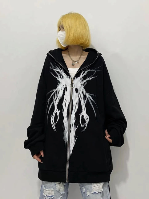 Unisex Zip  Grunge Hoodie