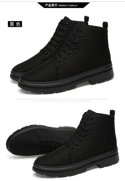 Men Boots Elevator Shoes Hidden Heels Canvas Heightening Shoes For Man Hidden Heels Increase Insole 10CM 8CM Sports Height Shoes