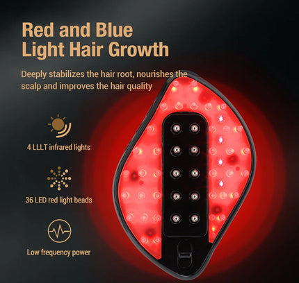 Rot und Blau Licht Haar Wachstum Kamm Multi-funktionale Haar Gesundheit Kamm Kopfhaut Applikator Essenz Importeur Vibration Massage Haar