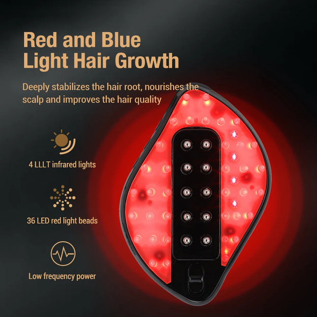 Red and Blue Light Hair Growth Comb Multi-functional Hair Health Comb Scalp Applicator Essence Importer Vibration Massage Hair