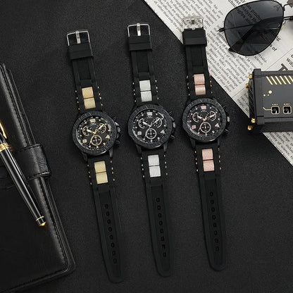 Men Fashion Sports Rubber Strap Quartz Watch Big Dial Watches Men&