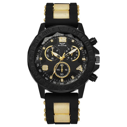 Men Fashion Sports Rubber Strap Quartz Watch Big Dial Watches Men&