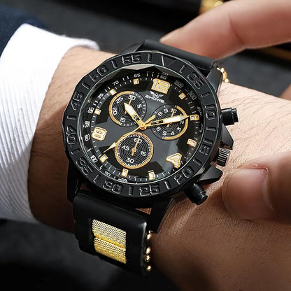 Men Fashion Sports Rubber Strap Quartz Watch Big Dial Watches Men&