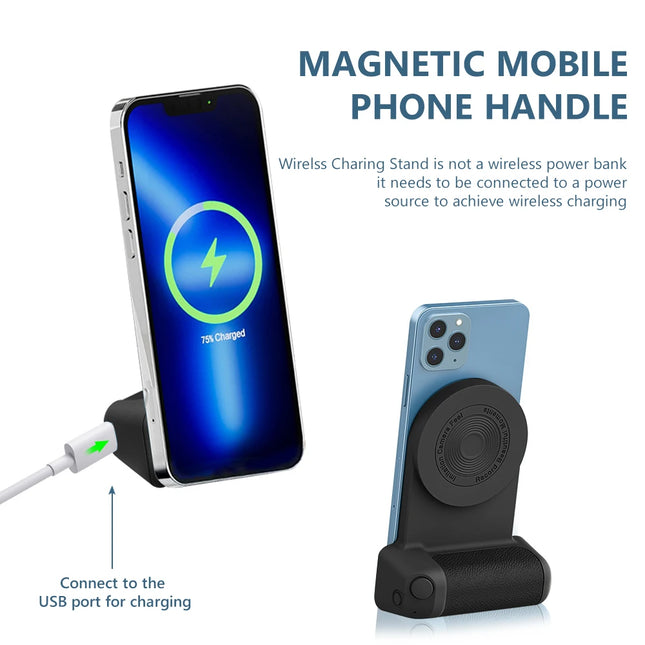 Magnetic Camera Handle with Bluetooth and Wireless Charging