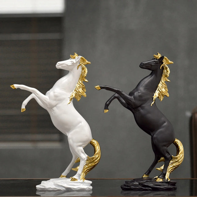 Artisan Equine Majesty - Golden Horse Desktop Sculpture