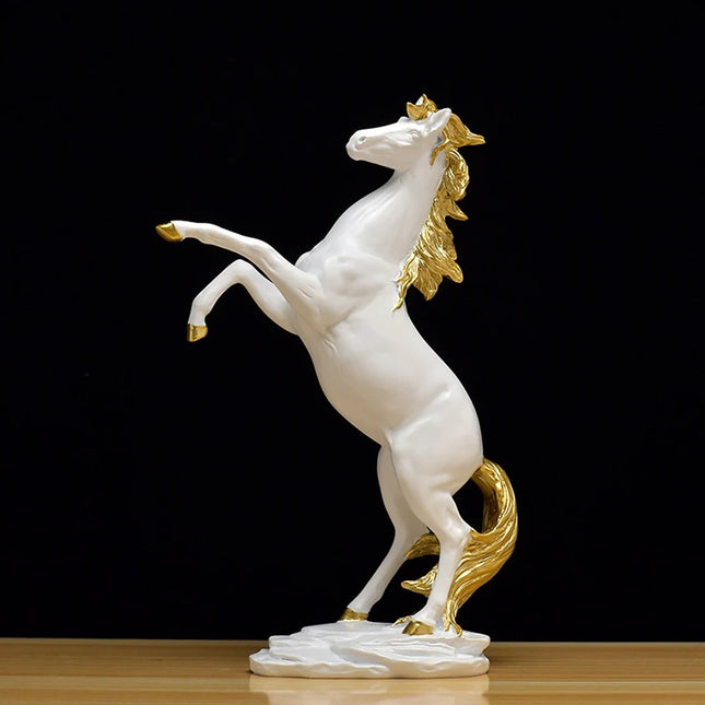 Artisan Equine Majesty - Golden Horse Desktop Sculpture