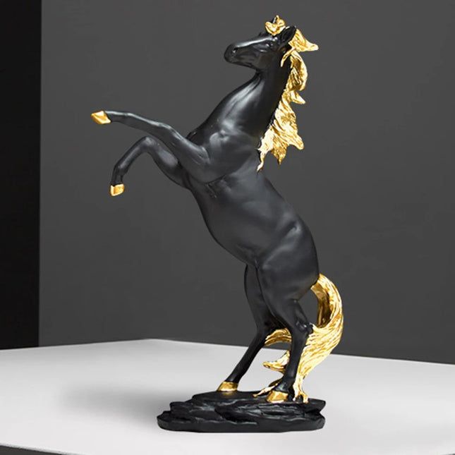 Artisan Equine Majesty - Golden Horse Desktop Sculpture