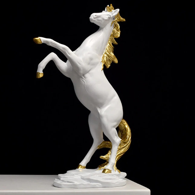 Artisan Equine Majesty - Golden Horse Desktop Sculpture