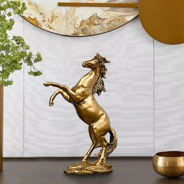 Artisan Equine Majesty - Golden Horse Desktop Sculpture